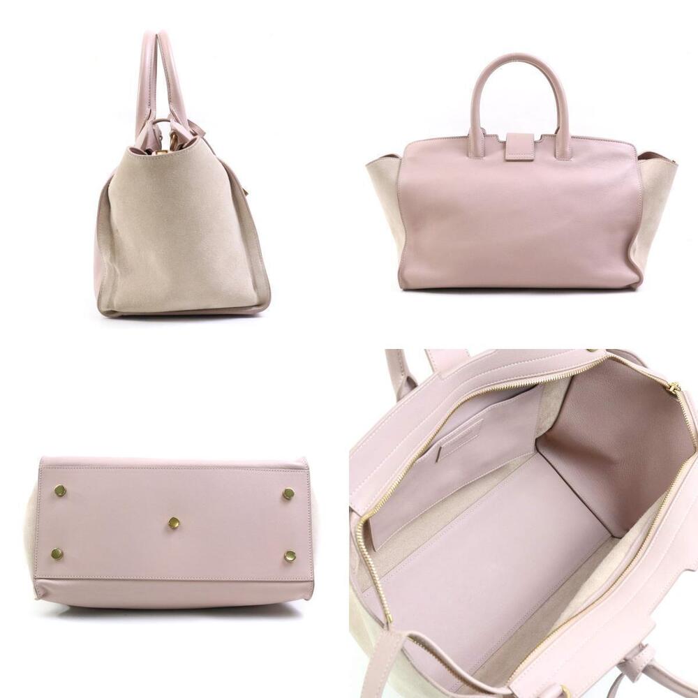 Saint Laurent Downtown Shoulder suede Bag 2way gold Cabas leather pink Gold Pink